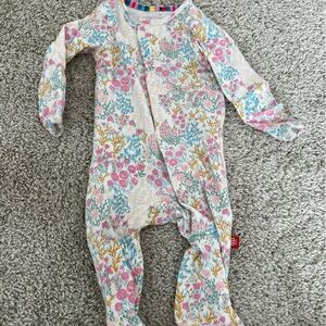 Magnetic Me Floral Footie in Pink and Yellow